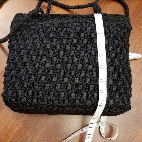 BOHO Black braid and ribbon evening or special‎ occasion shoulder bag vintage - Picture 7 of 10